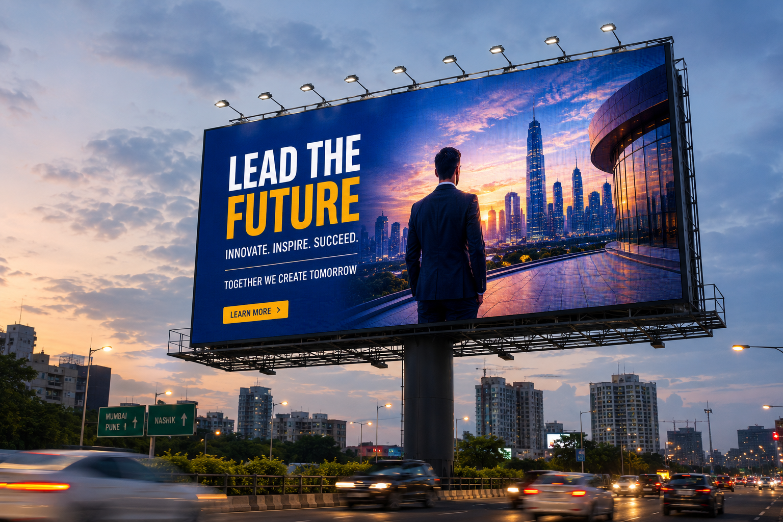 Outdoor LED billboard on a building facade