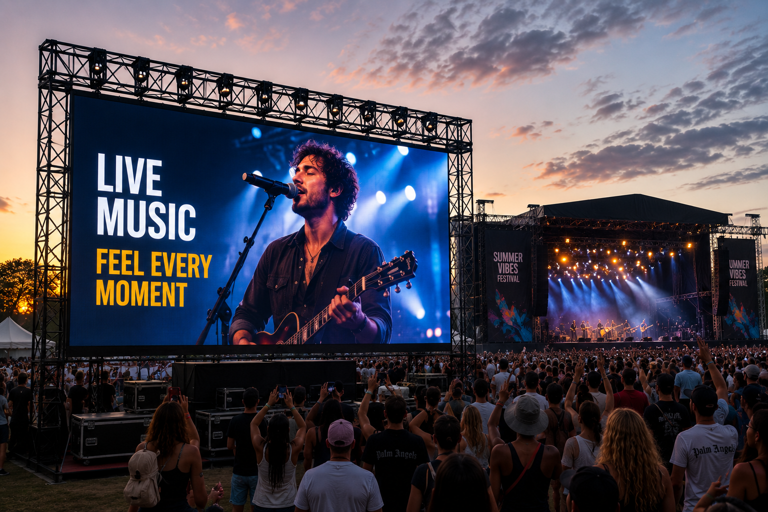 Outdoor LED screen at an open-air event
