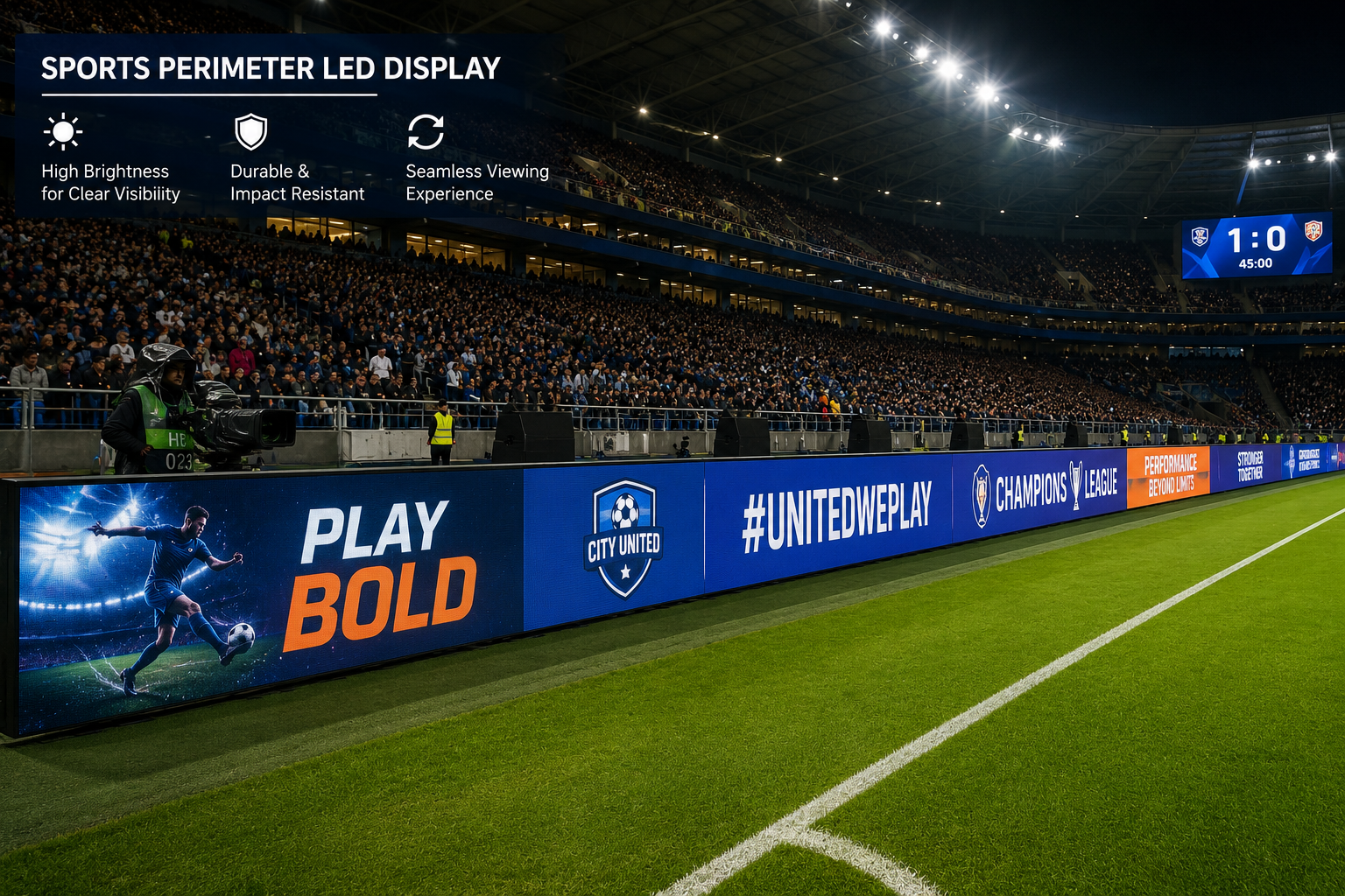 LED perimeter boards around a sports stadium